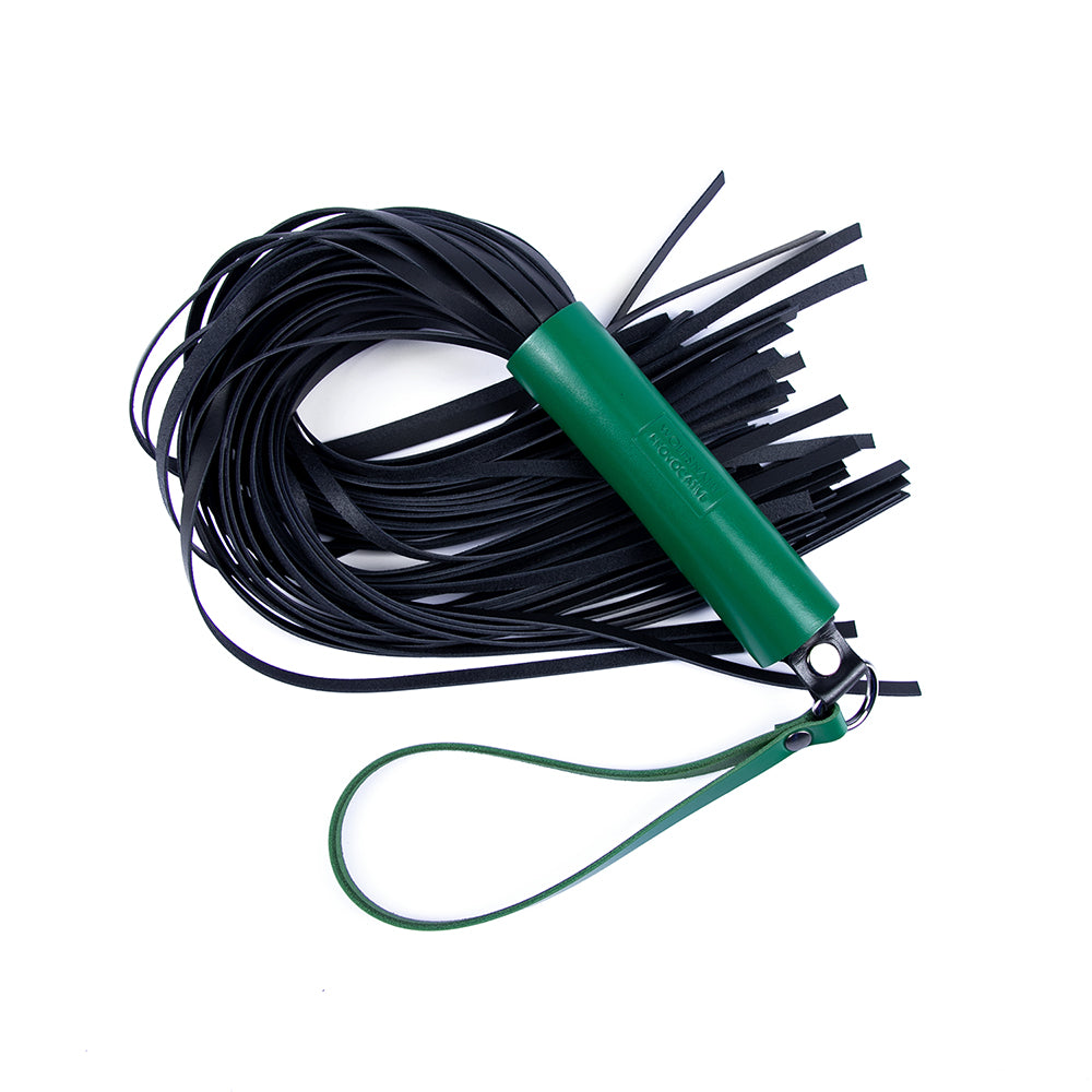 Зелений БДСМ флогер з натуральної шкіри