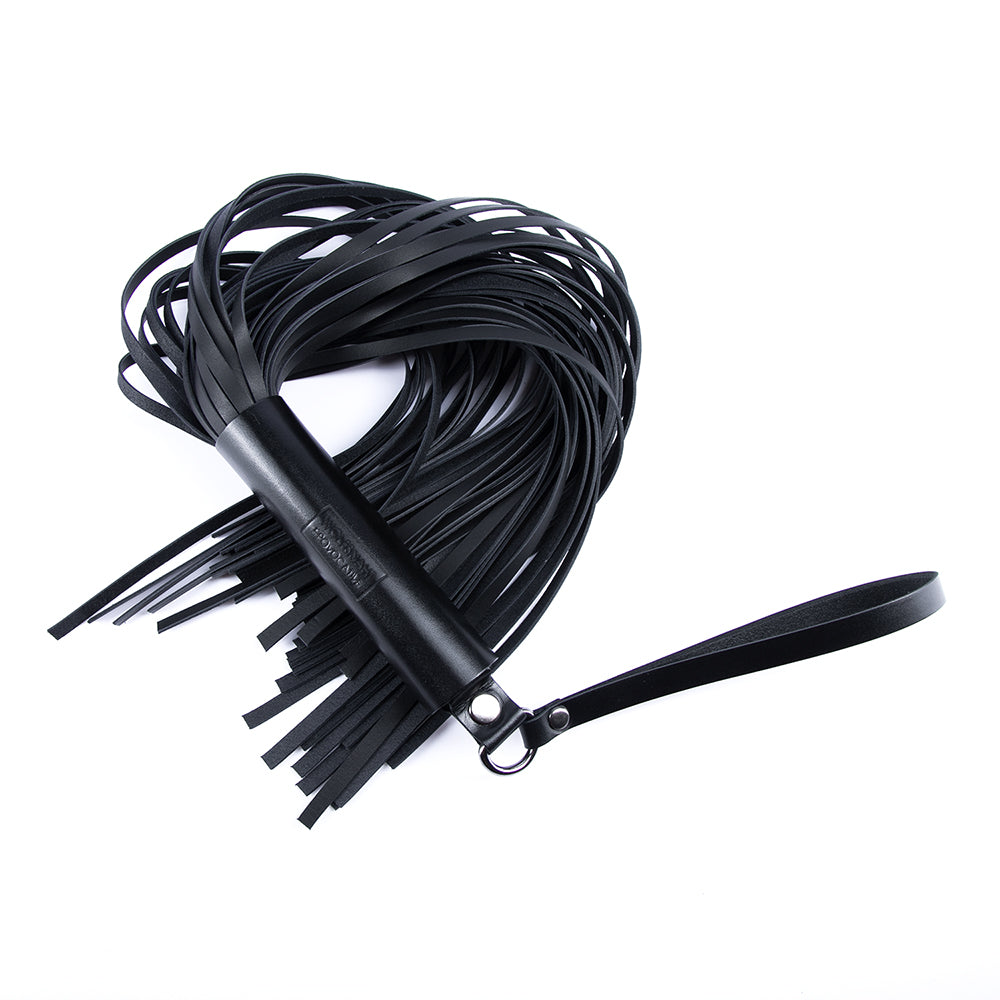 Чорний кіряний батіг для БДСМ порки 