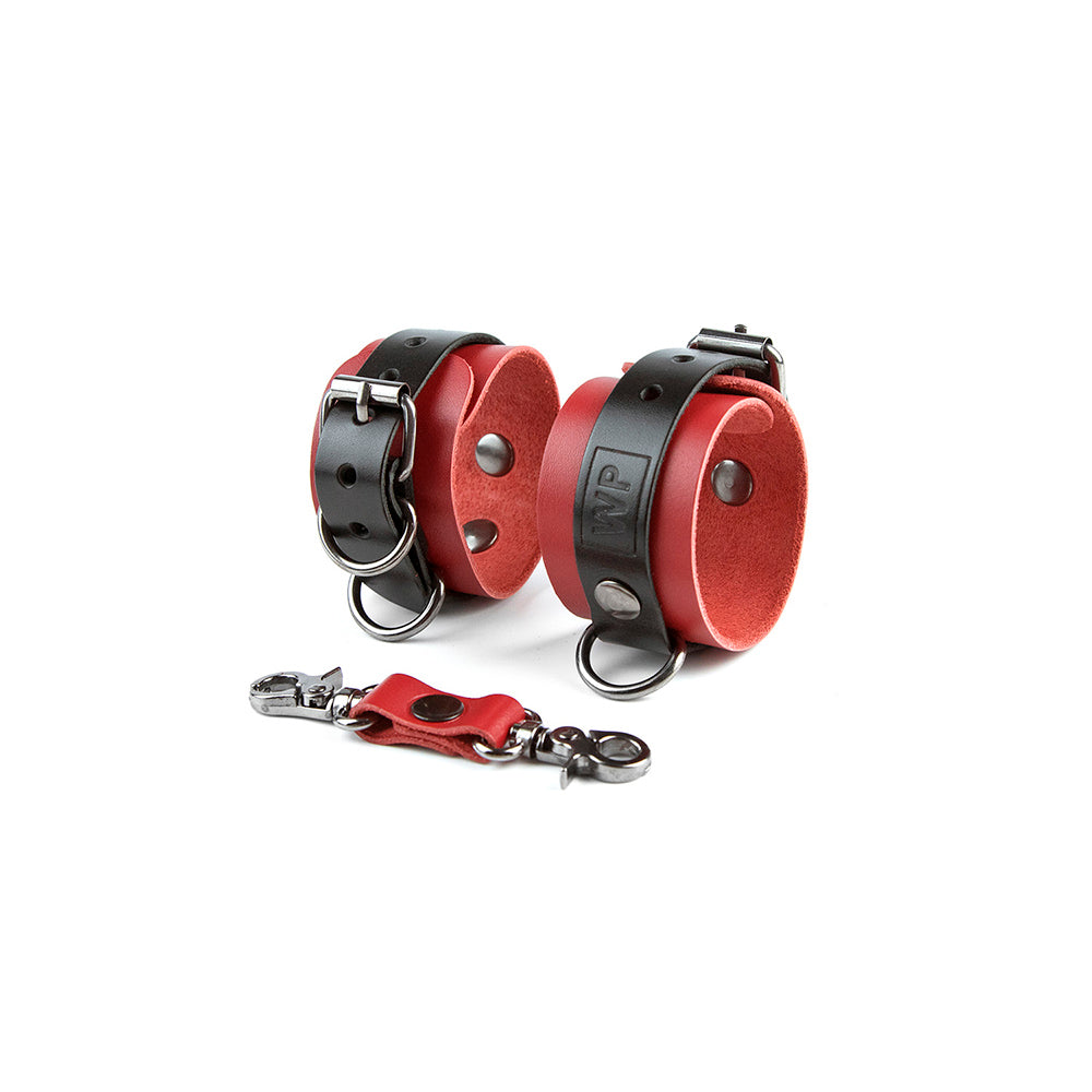 бондажні наручники чорні з червоним 